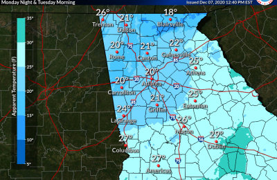 Cold wind chill tonight